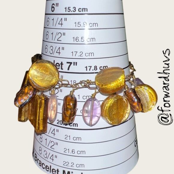 Hand Crafted Artisan Bracelet – Amethyst & Foil-Core Glass Beads - Picture 5 of 10